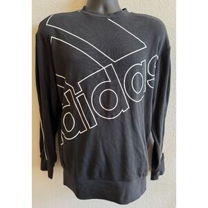 Adidas Big Logo Women's Sweatshirt Sz Medium Black Pullover Crewneck Sweater EUC